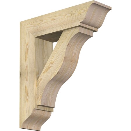 Ekena Millwork Funston Traditional Rough Sawn Bracket w/ Offset Brace, Douglas Fir, 8"W x 28"D x 32"H BKT0806X28X32FST01RDF